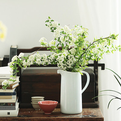 青白执壶花壶插花家居摆件简洁中式禅陶瓷花瓶包邮新款闲趣别院 虎窝淘