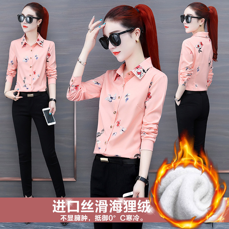 长袖雪纺印花女2022年新款韩版衬衫 夏采芙衬衫