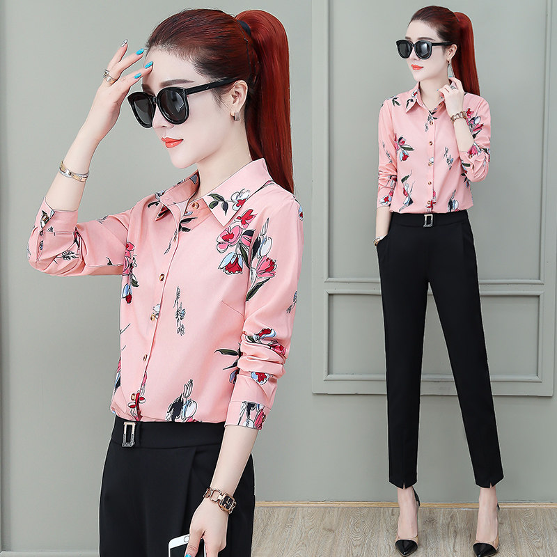 气质碎花雪纺女2022年百搭显瘦衬衫 夏采芙衬衫