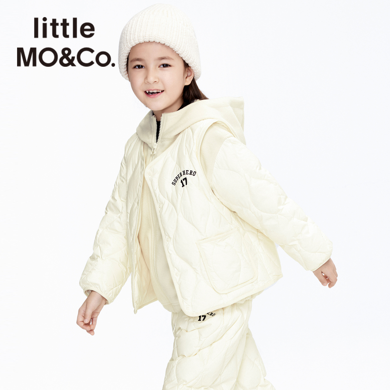 三穿两件套 little moco童装冬男童女童马甲蓄热摇粒绒儿童羽绒服