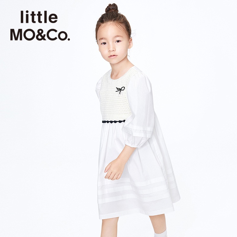 little moco童装小女孩春夏装女童长袖短款连衣裙儿童裙子女大童 - 图0