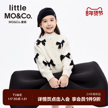 Wool Blend Little-moco Children Dress 24 Spring Dress New Girl Butterfly Knot Sweater Knitted Cardiovert Coat