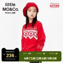 little moco children clothing red sweater New Year clothes girl wool boys winter childrens needles weaters