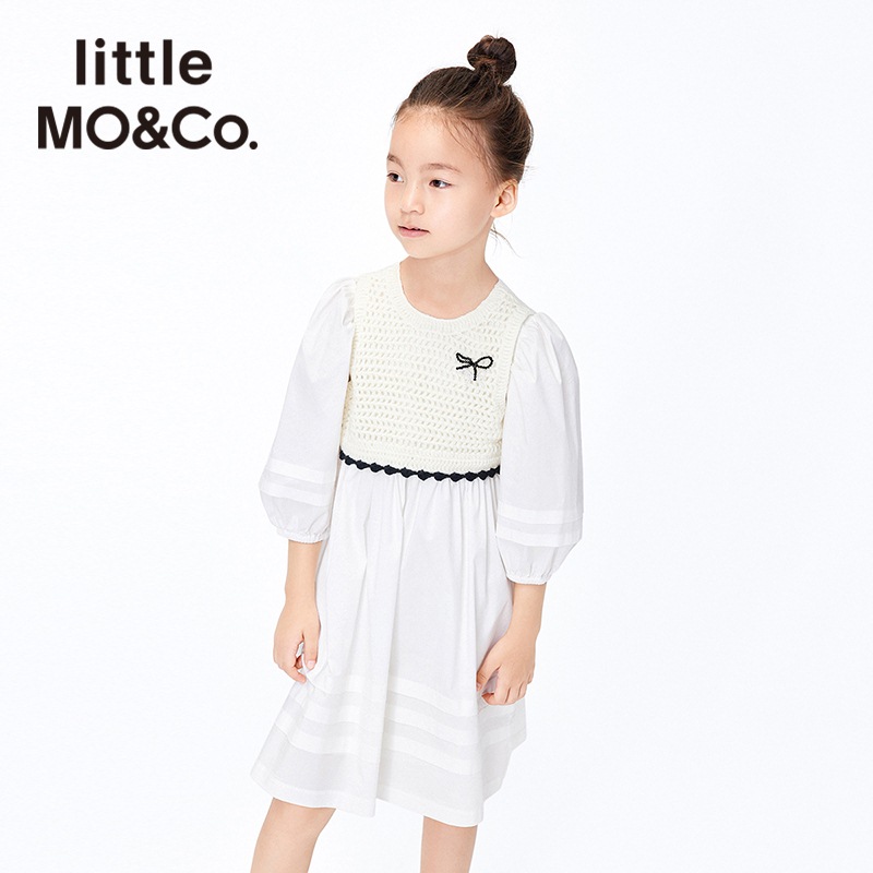 little moco童装小女孩春夏装女童长袖短款连衣裙儿童裙子女大童 - 图3