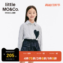 little moco child clothing fall girl loving shirt long sleeve pure cotton lining striped foreign air child blouse