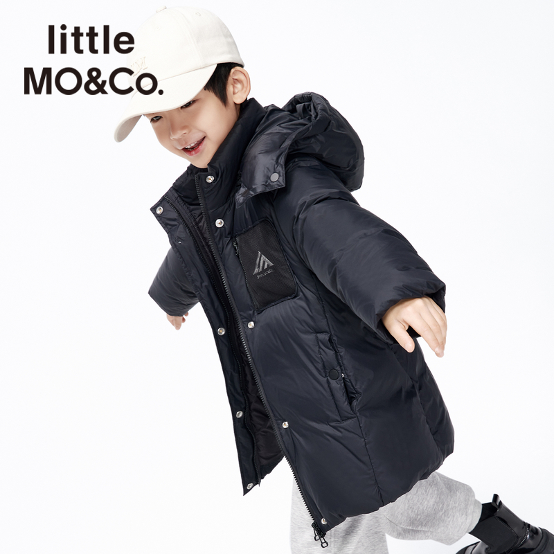 蓄热加厚 little moco童装冬男童御寒中长款羽绒服外套儿童男款