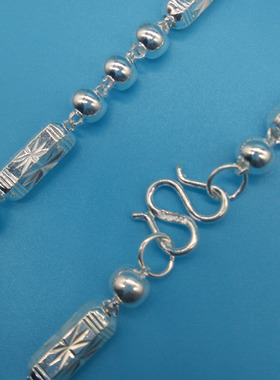 霸气风竹节情侣足银链子