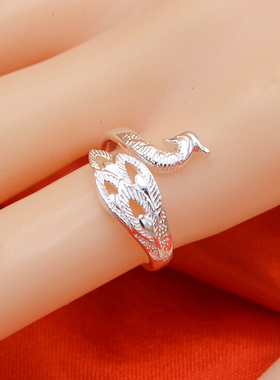 足银女士时尚风活口戒指