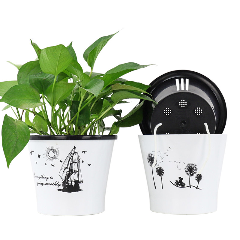 升级款 绿萝花盆自动吸水花盆懒人花盆塑料树脂加厚储水多肉盆清仓