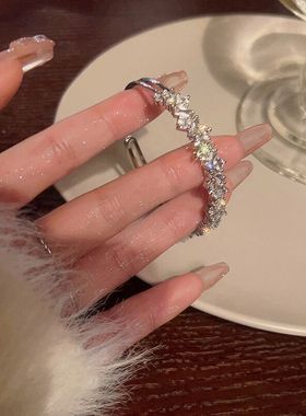 七夕闪闪破碎感~ins轻奢不规则镶钻锆石高级精致手镯开口设计手环