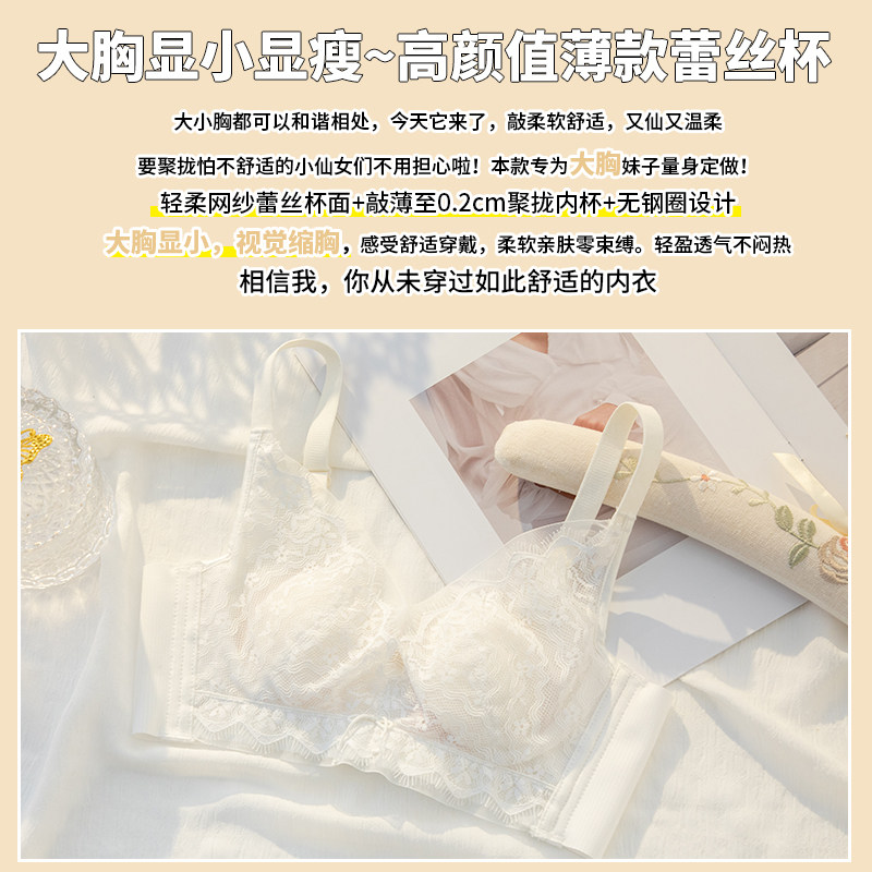 法式无磁超薄款女无钢圈蕾丝内衣 黛莎妃文胸