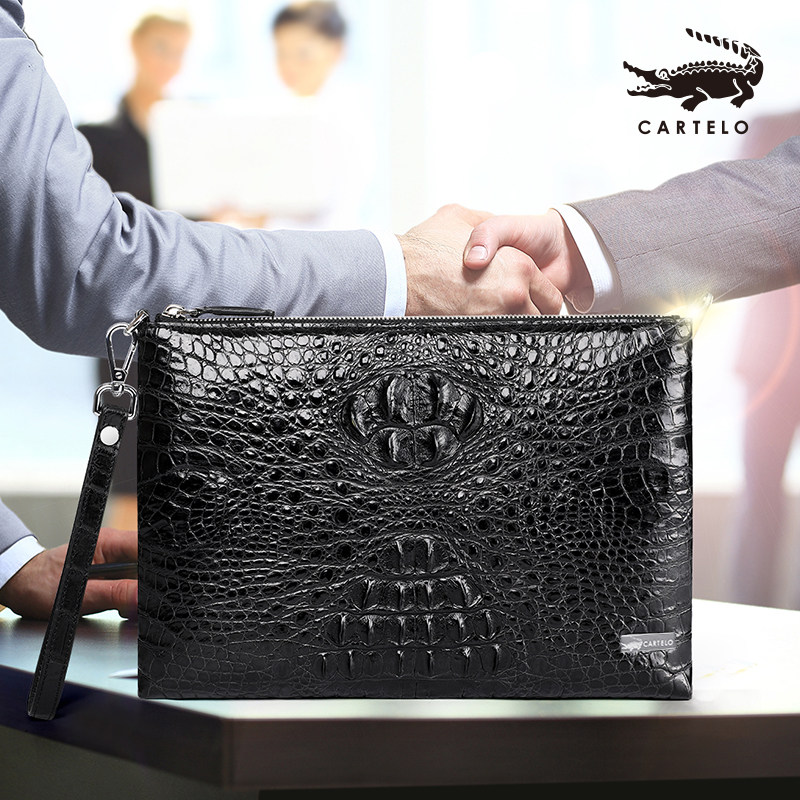 卡帝乐鳄鱼皮真皮正品大容量手拿包 卡帝乐鳄鱼天秀男士包袋