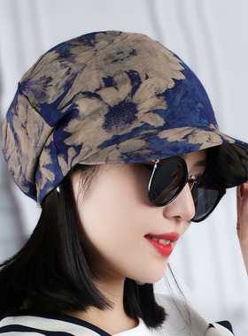 女春夏印花时装帽子休闲大贝雷帽