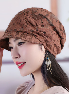 杏莲花鸭舌帽休闲甜美女