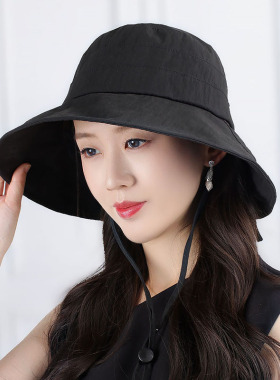 夏季蝴蝶结宽檐遮脸妈妈渔夫帽