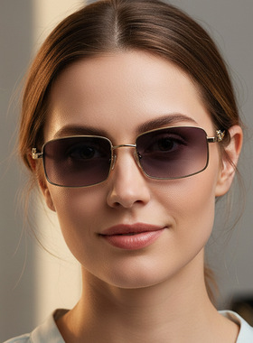 欧美优雅高级感金属方框豹子复古个性太阳镜时尚骑行防晒墨镜