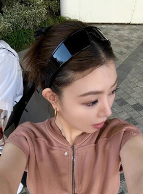 发箍墨镜女连体高级感时髦风镜框凹造型防紫外线网红街拍太阳眼镜