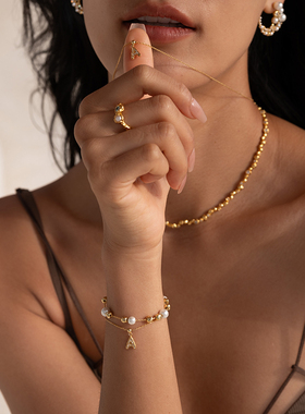 OOAK 2025流金系列 彩色半宝石水晶吊坠 DIY字母项链百搭高级感