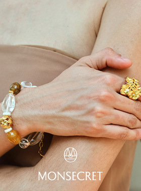 MONSECRET 2025 繁花开口戒指小众设计镂空个性指环可调节圈口女