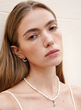 Tender Society 明镜系列月亮白蝶贝串珠项链设计感手链时尚耳钉