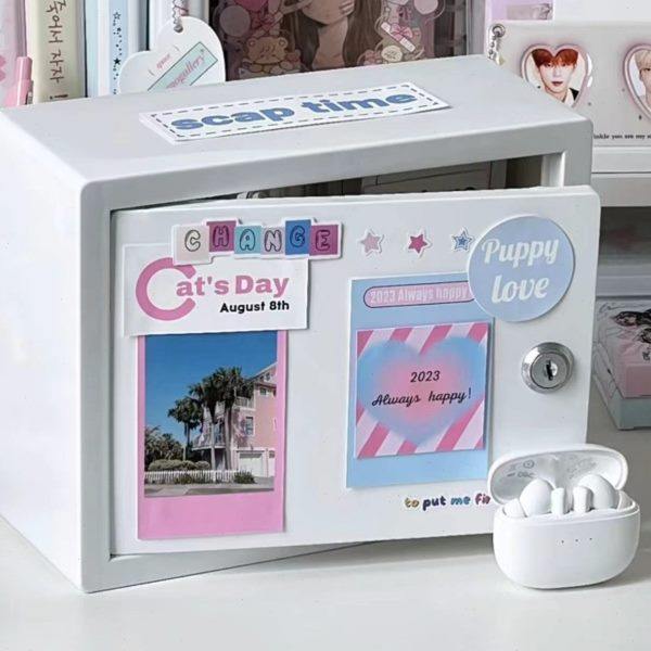 Piggy bank desktop box with lock small box ins style can prevent theft and store the adult dormitory with advanced storage box