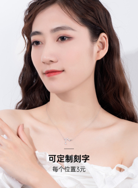 2026年新款925纯银项链闪钻心跳设计简约锁骨链轻奢小众刻字吊坠