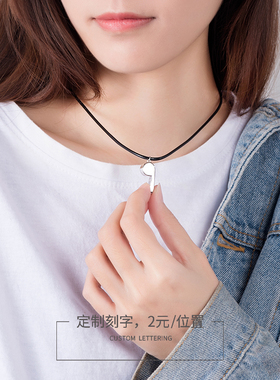 2025新款潮爆款纯银口哨项链可吹响女黑绳哨子吊坠搭卫衣情侣配饰