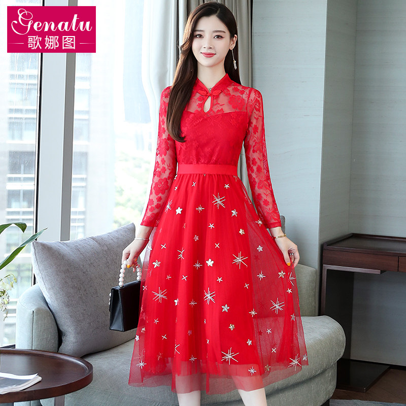 秋款冬裙蕾丝加绒高端欧货连衣裙 歌娜图连衣裙