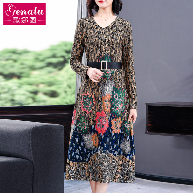 秋冬贵夫人高端欧货洋气加绒连衣裙 歌娜图连衣裙