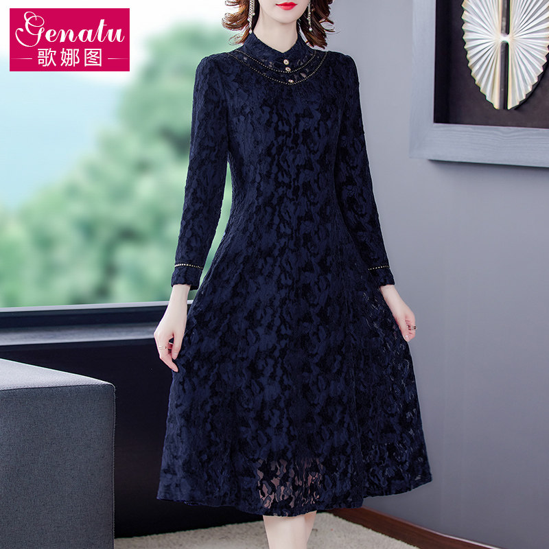 冬裙蕾丝女神范气质高端欧货连衣裙 歌娜图连衣裙