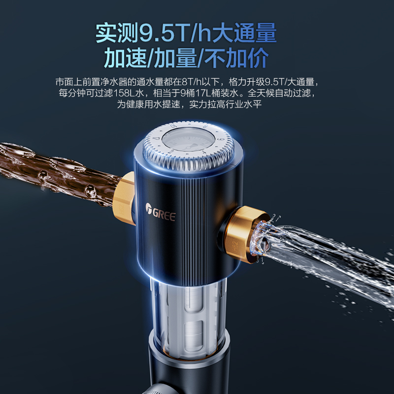 【重磅新品】格力前置过滤器家用反冲洗9.5T全屋自来水净水器抑菌