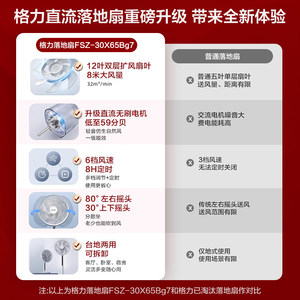 格力12叶双层扇叶电风扇直流变频节能台立两用大风家用遥控落地扇