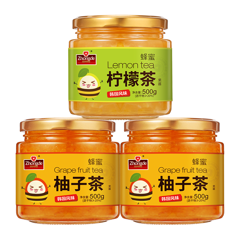 众德食品旗舰店众德蜂蜜柚子柠檬茶1.5kg罐装冲水喝的饮品 泡水冲饮冲泡水果茶酱3