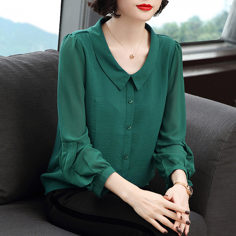 雪纺衫2020秋装新款年长袖秋衬衫 缇曼服饰蕾丝衫/雪纺衫