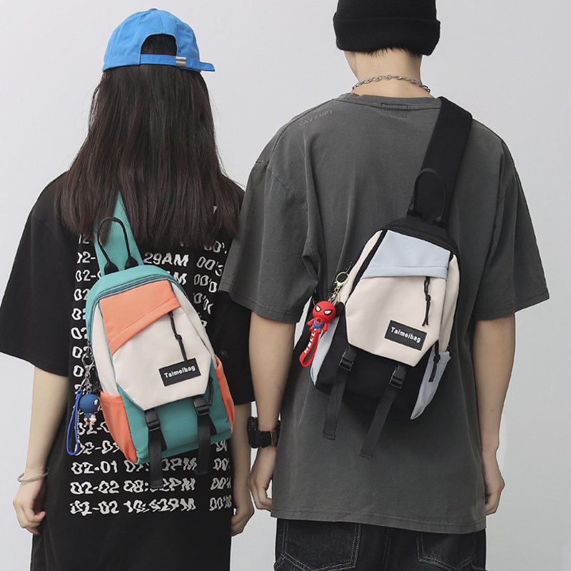 潮牌男士潮流胸包休闲日系单肩小包 大牙男士包袋