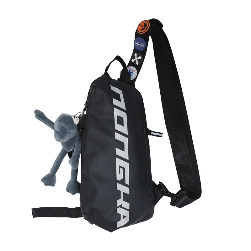 国潮男夏季新款反光运动腰包斜挎包 大牙男士包袋