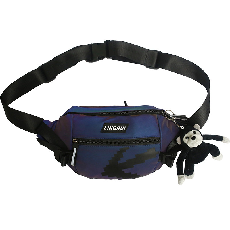 挎包日系潮牌个性反光嘻哈运动包包 大牙男士包袋