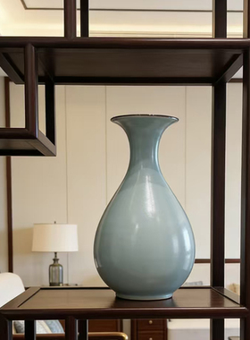 宋代美学仿古官窑花瓶景德镇陶瓷器中式客厅插花博古架超颜值摆件