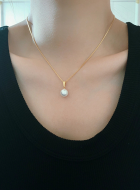 一颗正圆白色珍珠项链锁骨链