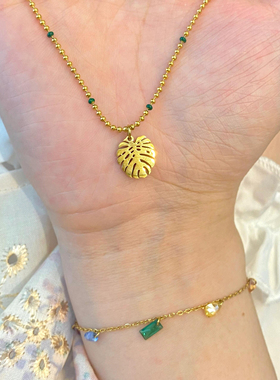 龟背竹项链轻奢气质爆款