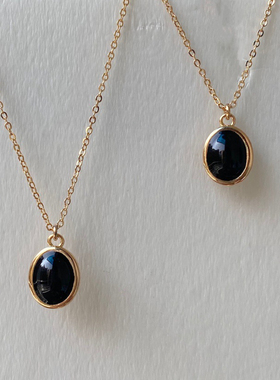 复古时髦精黑玛瑙项链气质清冷感