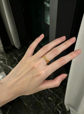 悸动旋律金色螺旋设计师可水洗戒