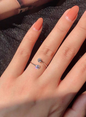 日式轻奢新款可调节钻戒锆石仿真极细戒指小众简约冷淡风潮不掉色