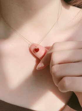 18k金气质高级红色心恶魔之项链