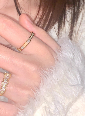 洋气轻奢法式叠戴贝母戒指