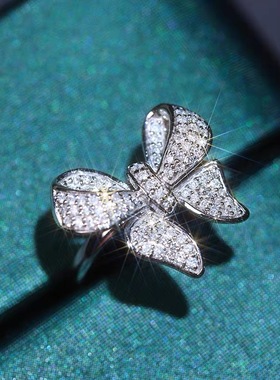 小众微镶锆石蝴蝶开口食指戒