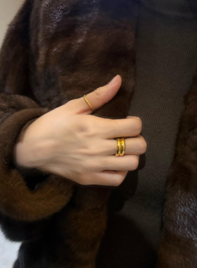 高级金溜子~冬日氛围感新年百搭经典款不掉色仿黄金大家闺秀戒指