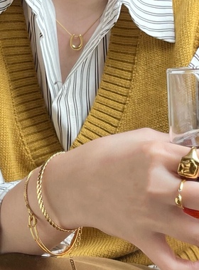 网红轻奢几何U型T恤项链