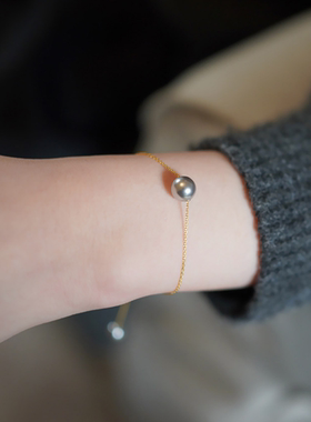 施家灰色水晶珍珠手链