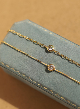 气质精致18K包金单钻手链